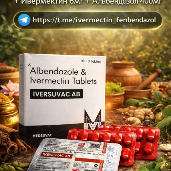 Iversuvac AB (Ивермектин 6мг + Альбендазол 400мг) 10 таблеток